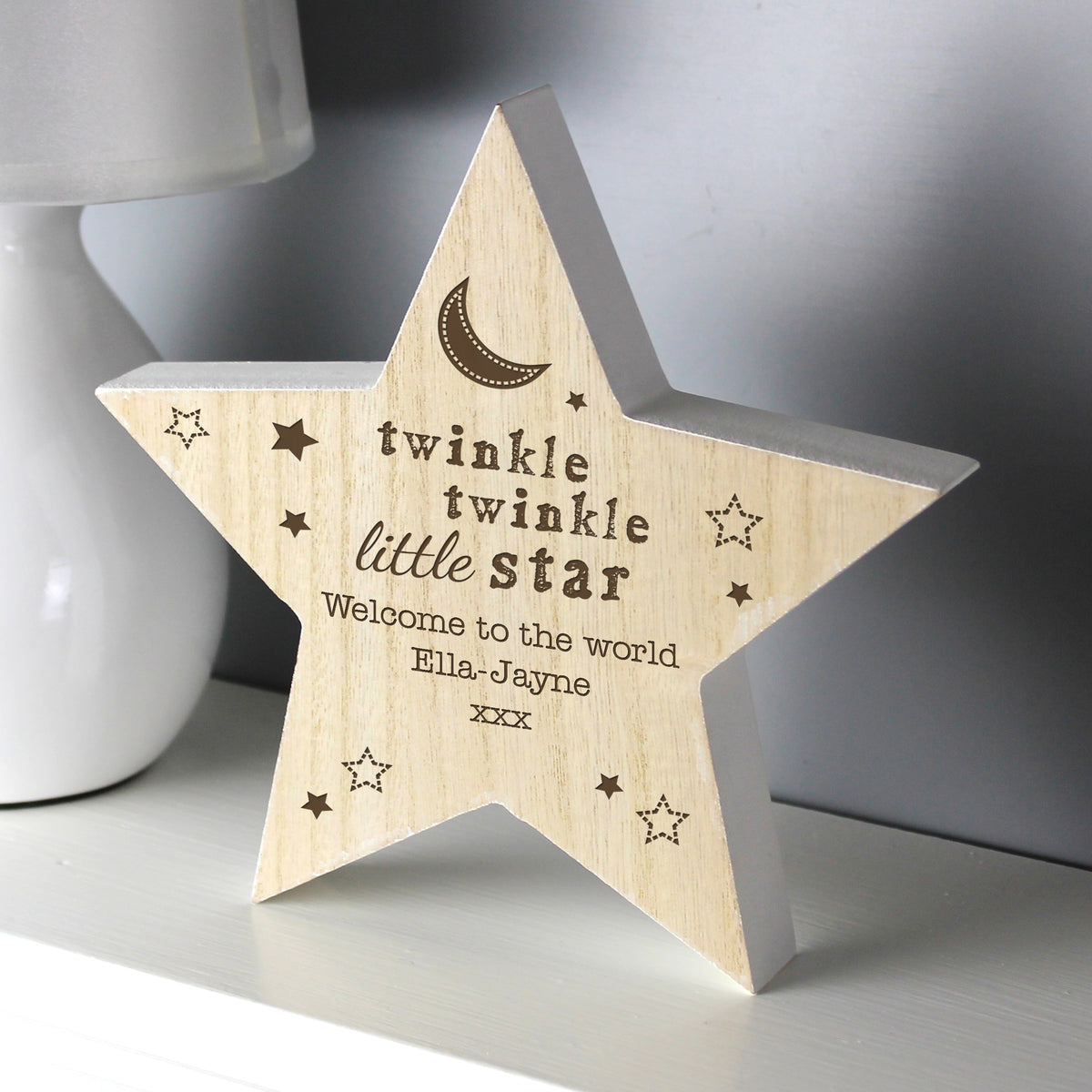Personalised Twinkle Twinkle Rustic Wooden Star Decoration | Christmas Gift