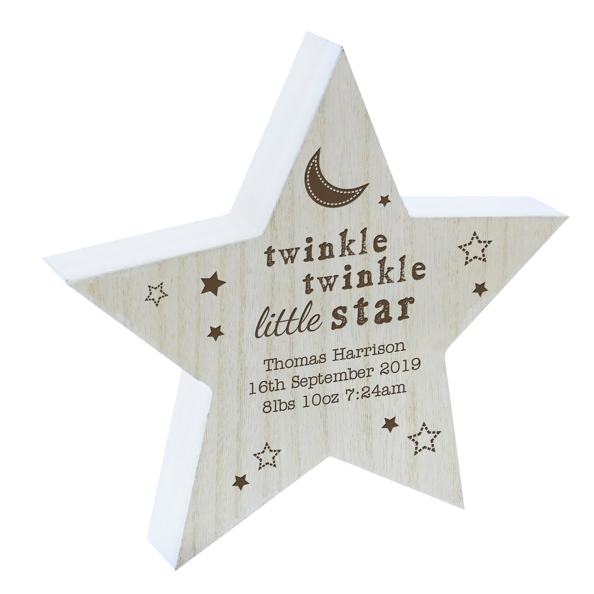 Personalised Twinkle Twinkle Rustic Wooden Star Decoration | Christmas Gift