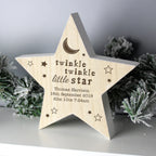 Personalised Twinkle Twinkle Rustic Wooden Star Decoration | Christmas Gift