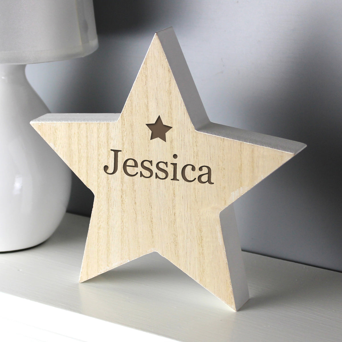 Personalised Any Name Rustic Wooden Star Decoration | Christmas Gift