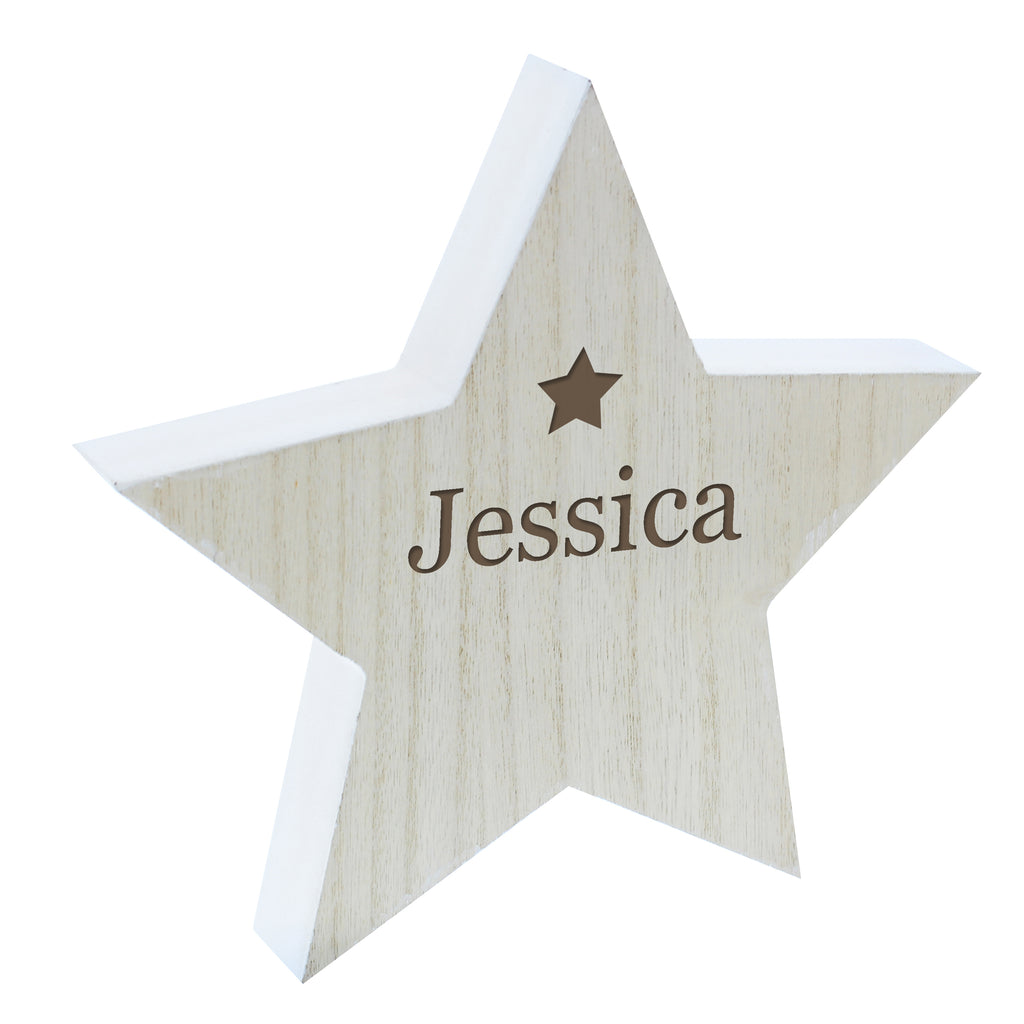 Personalised Any Name Rustic Wooden Star Decoration | Christmas Gift