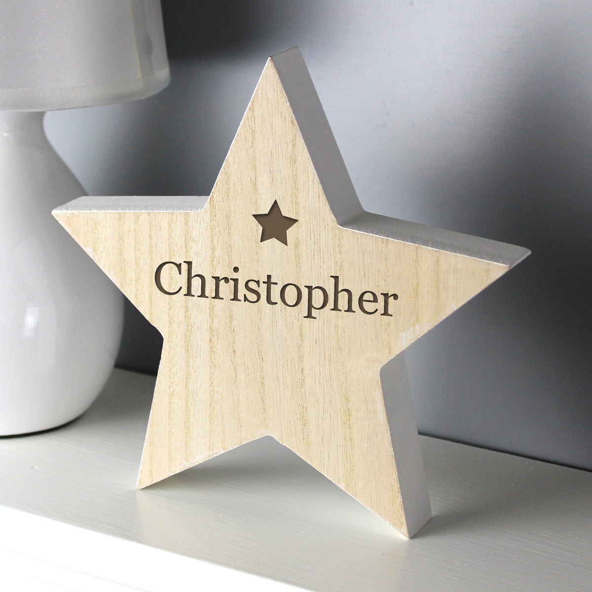 Personalised Any Name Rustic Wooden Star Decoration | Christmas Gift