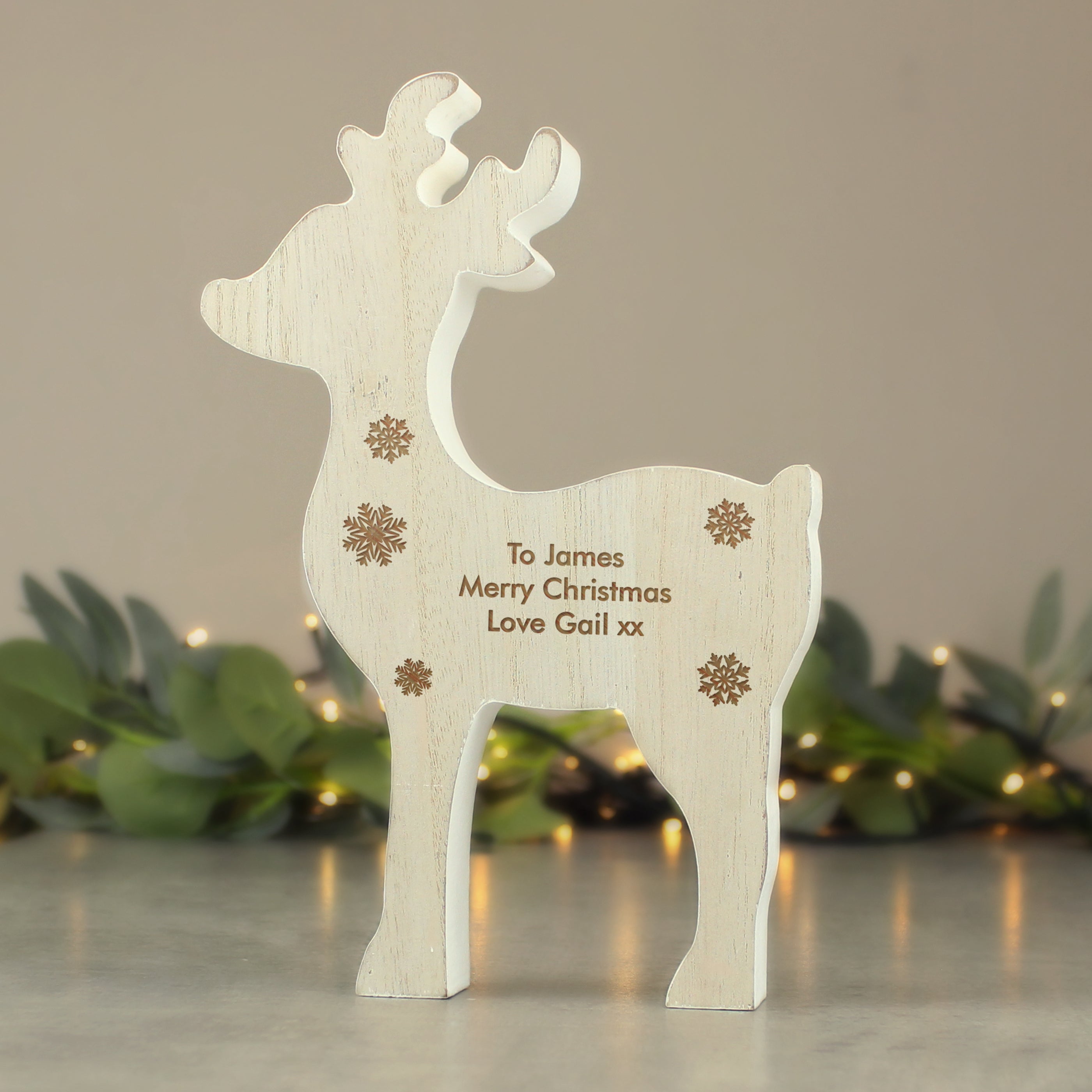 Personalised Rustic Wooden Reindeer Decoration |  | Inspired Creative Gifts