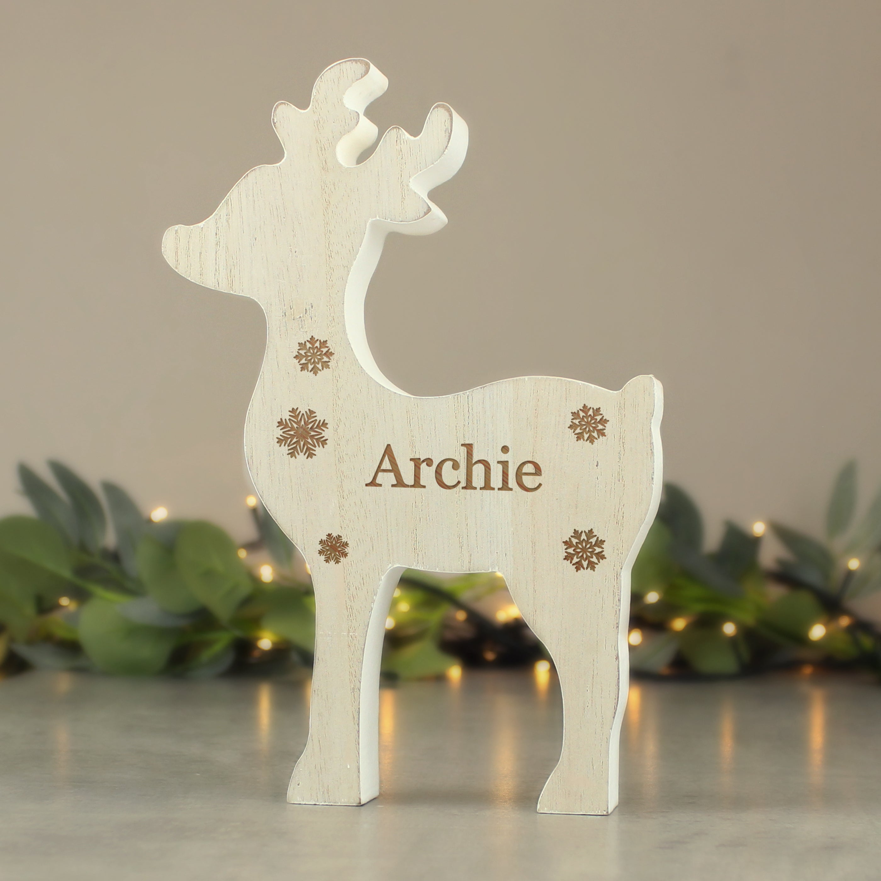 Personalised Any Name Rustic Wooden Reindeer Decoration |  | Inspired Creative Gifts