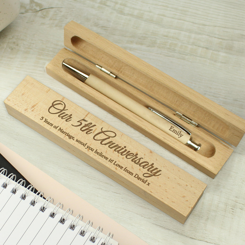 Personalised Any Message Wooden Pen & Box | Stationery & Pens | Mother's Day Gift