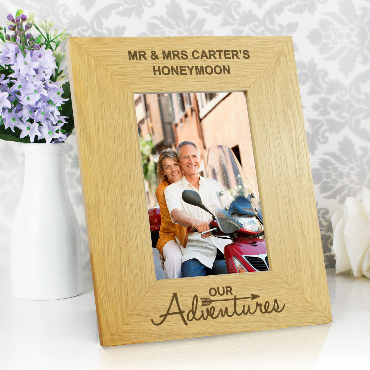 Personalised Our Adventures 6x4 Oak Finish Photo Frame | Photo Frames, Albums and Guestbooks | Wedding Gift
