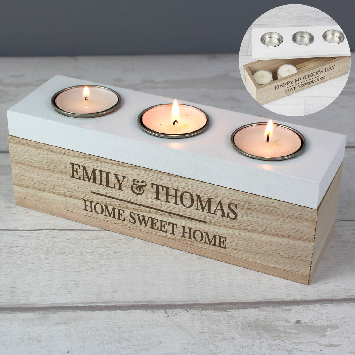 Personalised Classic Triple Tea Light Box for Christmas