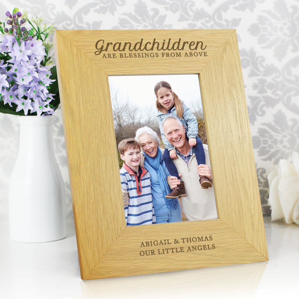 Personalised Grandchildren Are A Blessing 6x4 Oak Finish Photo Frame | Christmas Gift