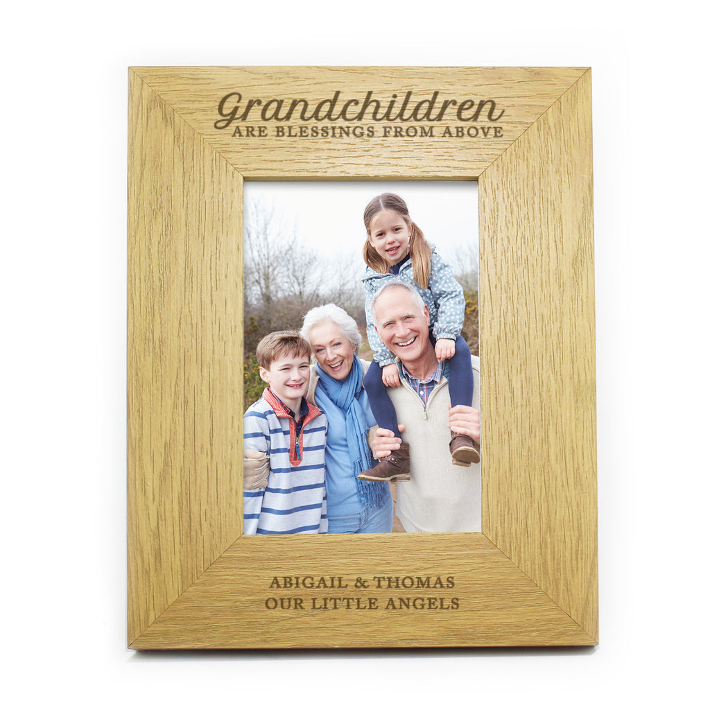 Personalised Grandchildren Are A Blessing 6x4 Oak Finish Photo Frame | Christmas Gift