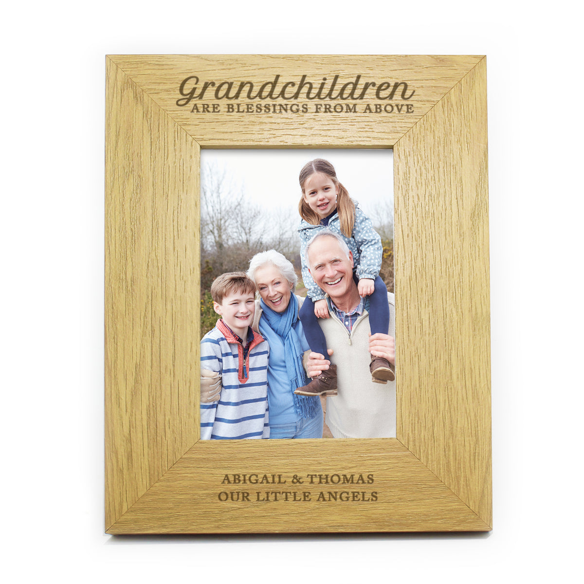 Personalised Grandchildren Are A Blessing 6x4 Oak Finish Photo Frame | Christmas Gift