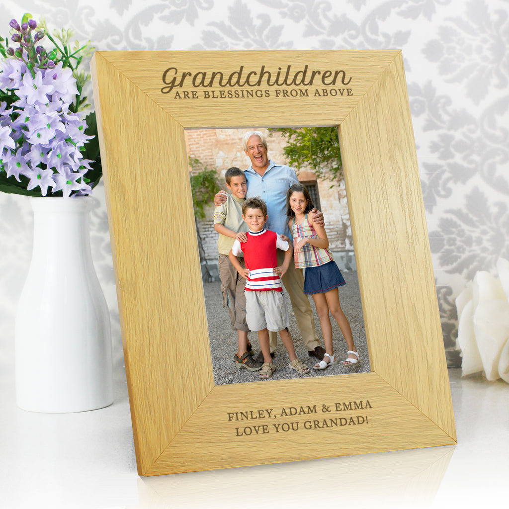 Personalised Grandchildren Are A Blessing 6x4 Oak Finish Photo Frame | Christmas Gift