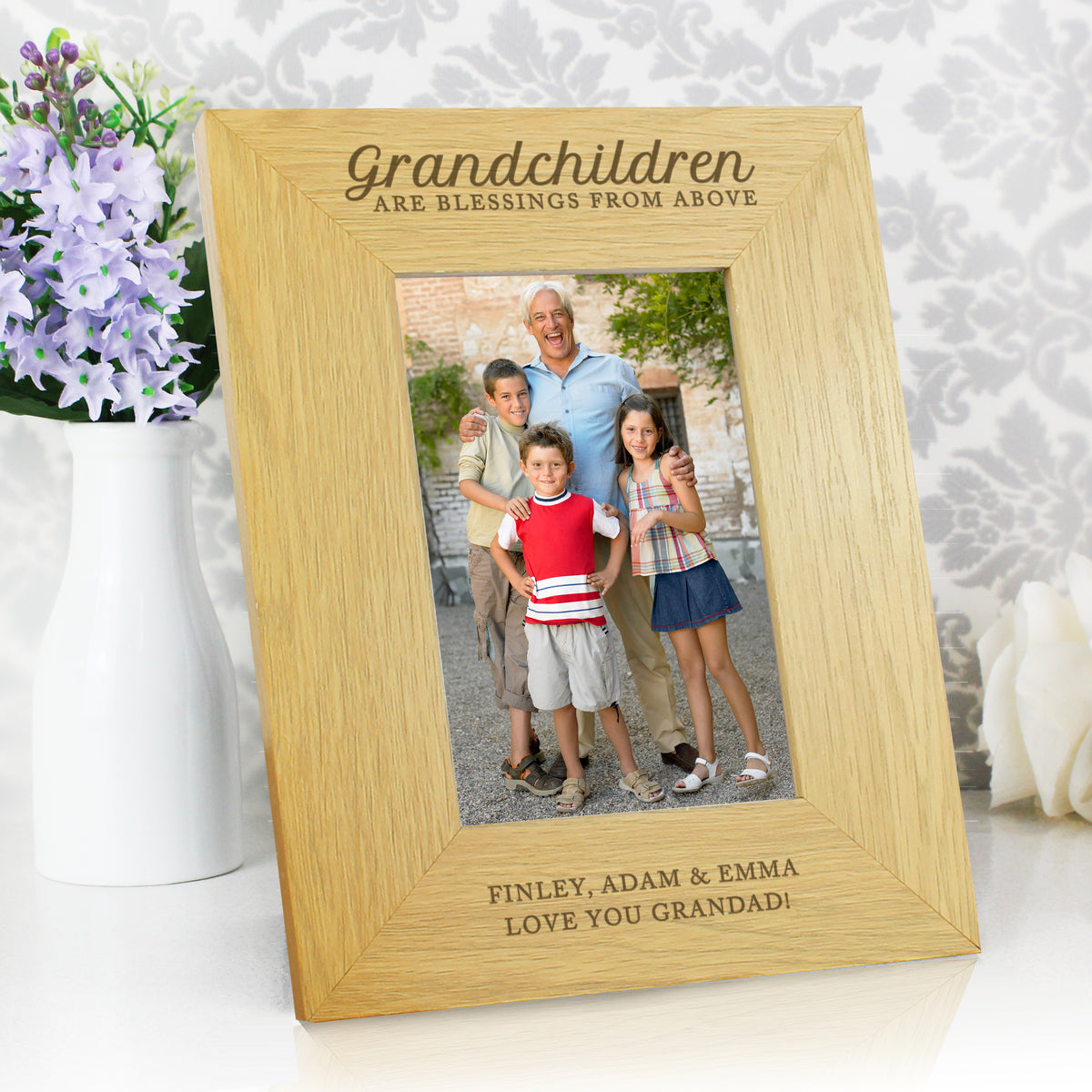 Personalised Grandchildren Are A Blessing 6x4 Oak Finish Photo Frame | Christmas Gift