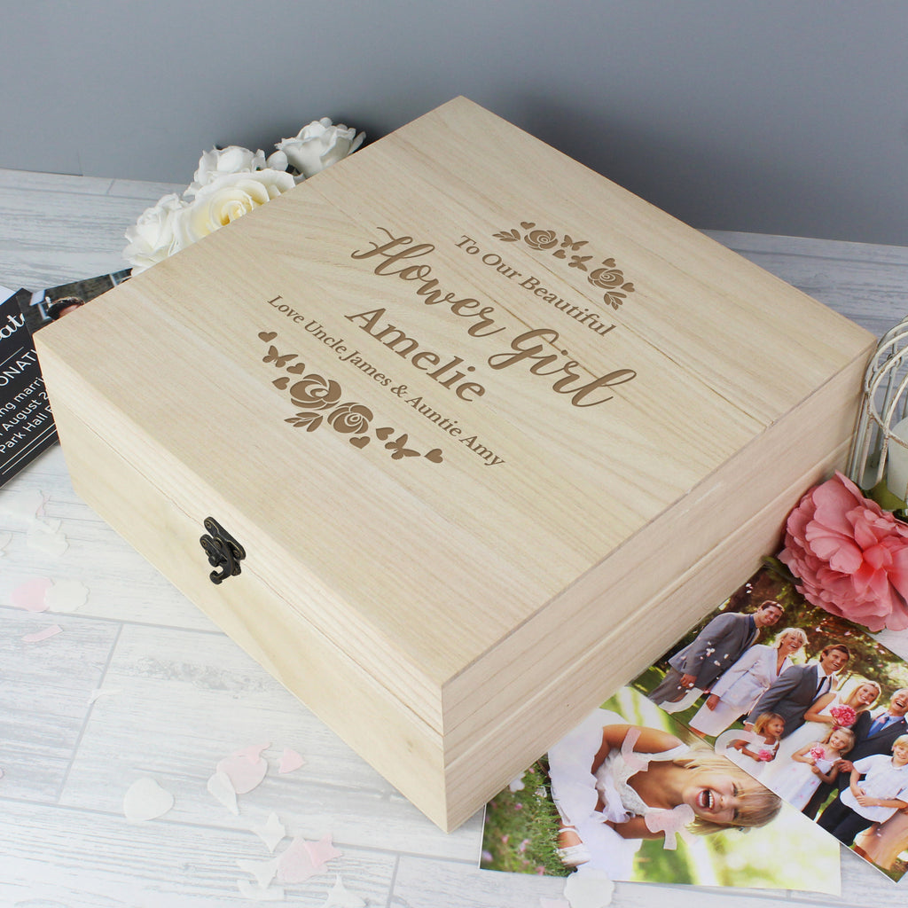 Personalised Floral Engraved Keepsake Box | Trinket, Jewellery & Keepsake Boxes | Wedding Gift