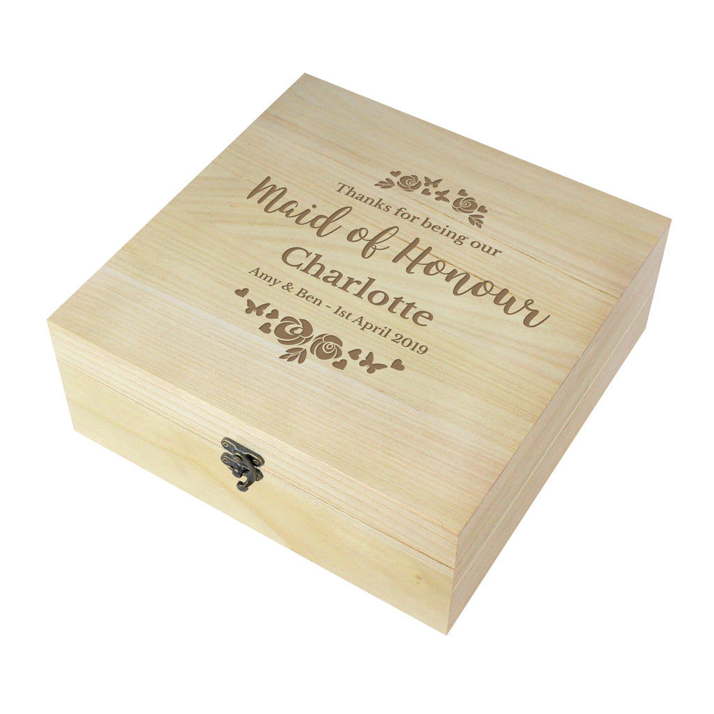 Personalised Floral Engraved Keepsake Box | Trinket, Jewellery & Keepsake Boxes | Wedding Gift