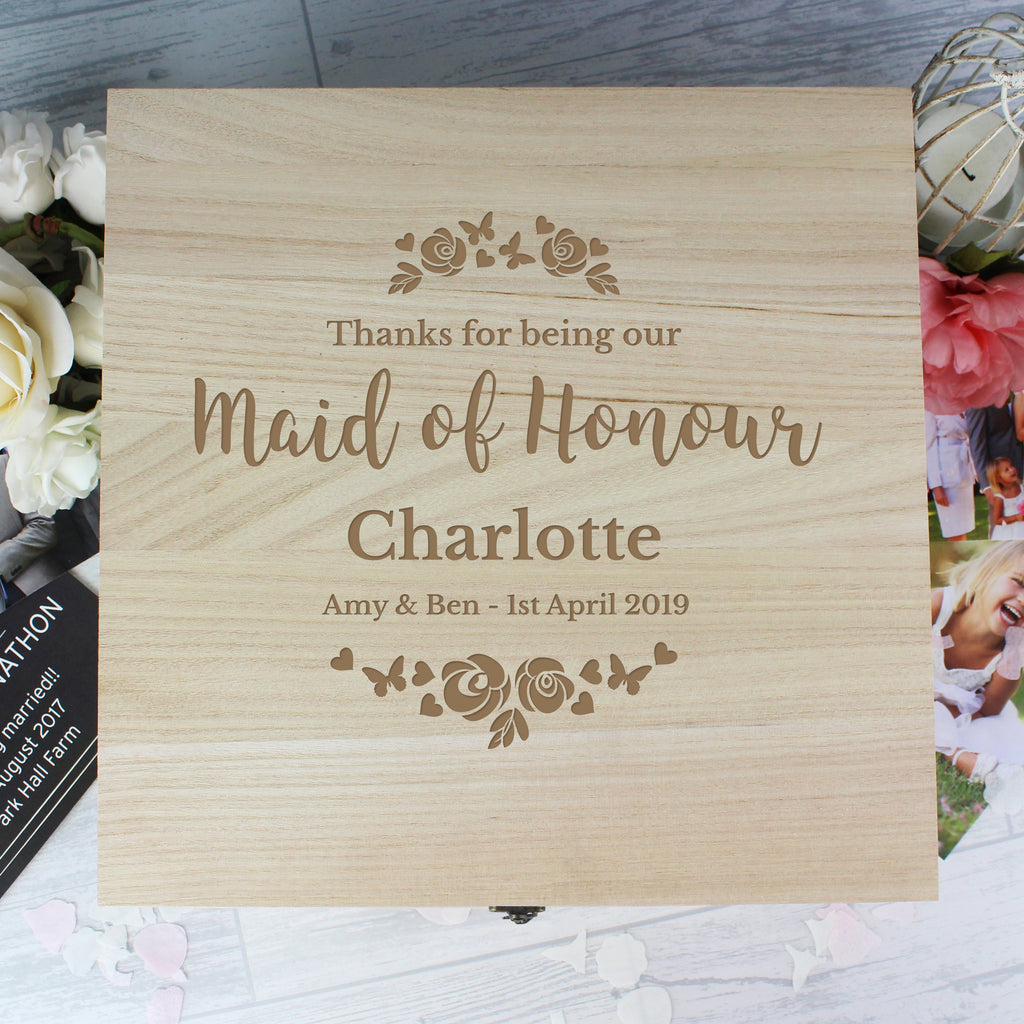 Personalised Floral Engraved Keepsake Box | Trinket, Jewellery & Keepsake Boxes | Wedding Gift