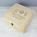 Personalised Hessian Friends Large Wooden Keepsake Box for New Baby