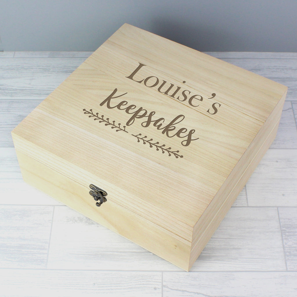 Personalised Floral Large Wooden Keepsake Box | Trinket, Jewellery & Keepsake Boxes | Christmas Gift