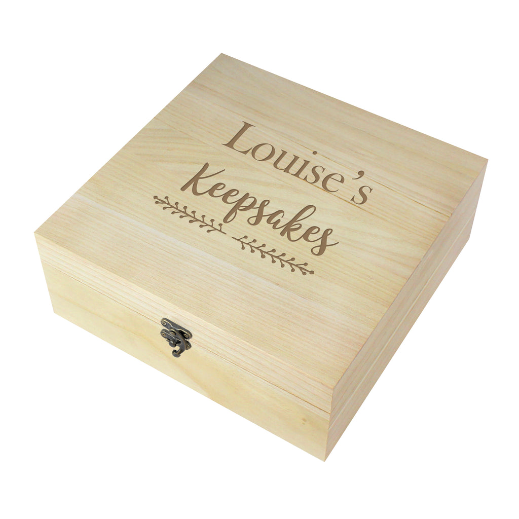 Personalised Floral Large Wooden Keepsake Box | Trinket, Jewellery & Keepsake Boxes | Christmas Gift