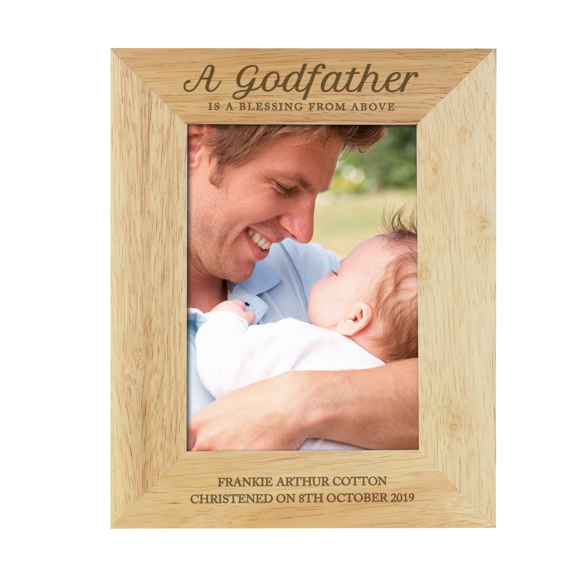 Personalised Godfather 5x7 Oak Finish Photo Frame - Picture Frame - Inspired Creative Gifts