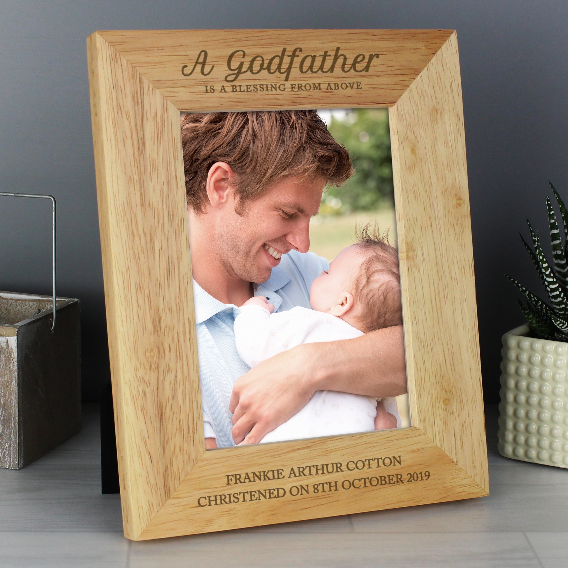 Personalised Godfather 5x7 Oak Finish Photo Frame - Picture Frame - Inspired Creative Gifts
