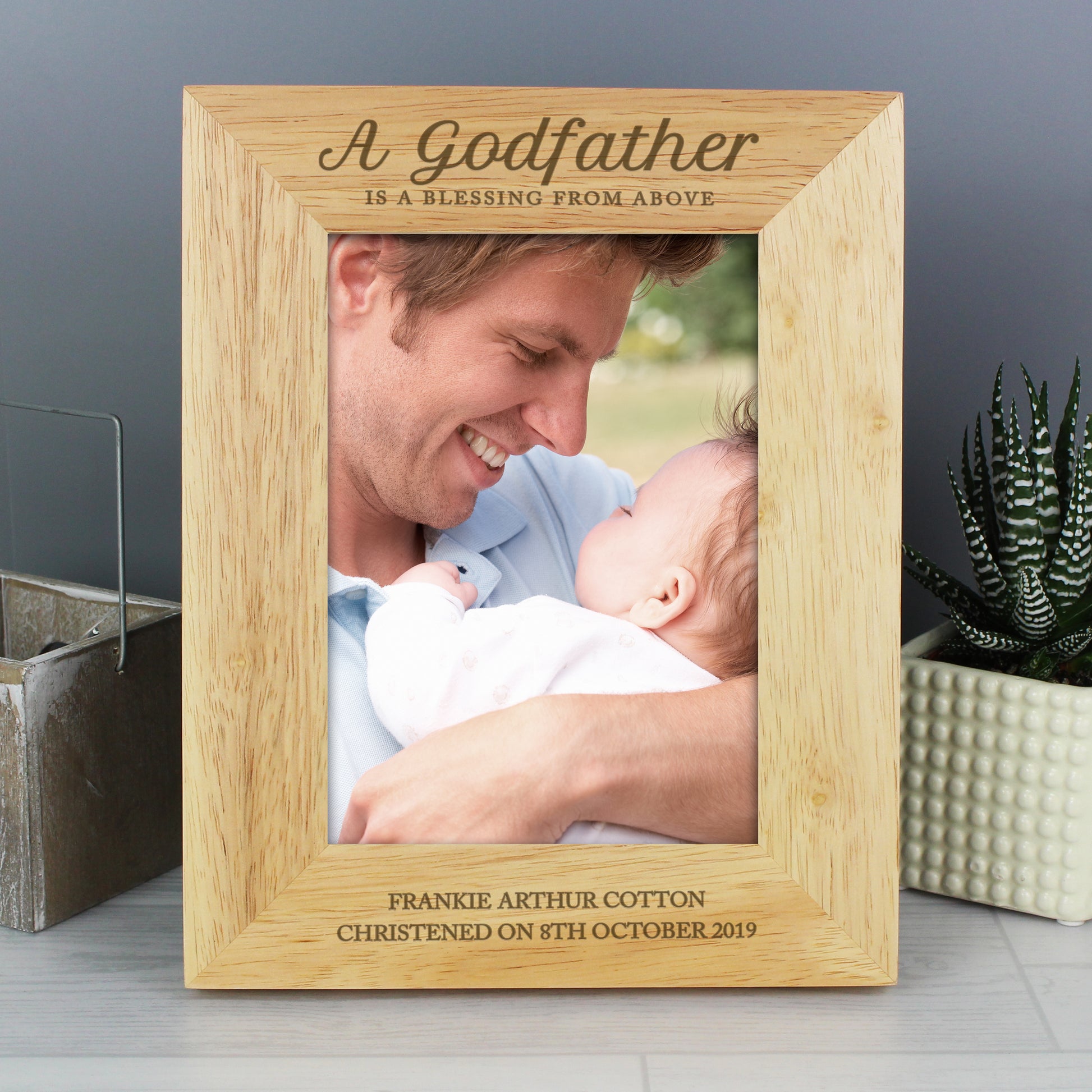 Personalised Godfather 5x7 Oak Finish Photo Frame - Picture Frame - Inspired Creative Gifts
