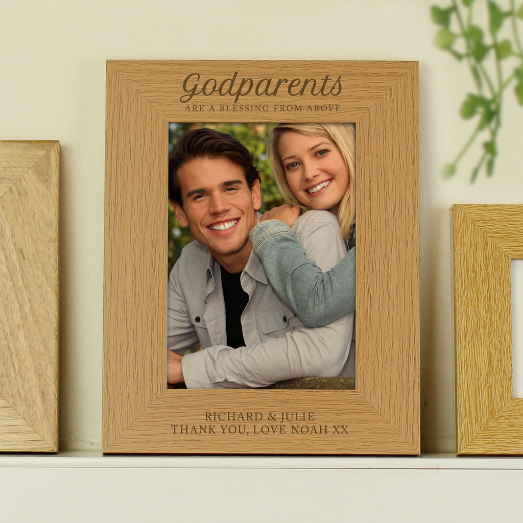 Personalised Godparents 5x7 Oak Finish Photo Frame - Picture Frame - Inspired Creative Gifts