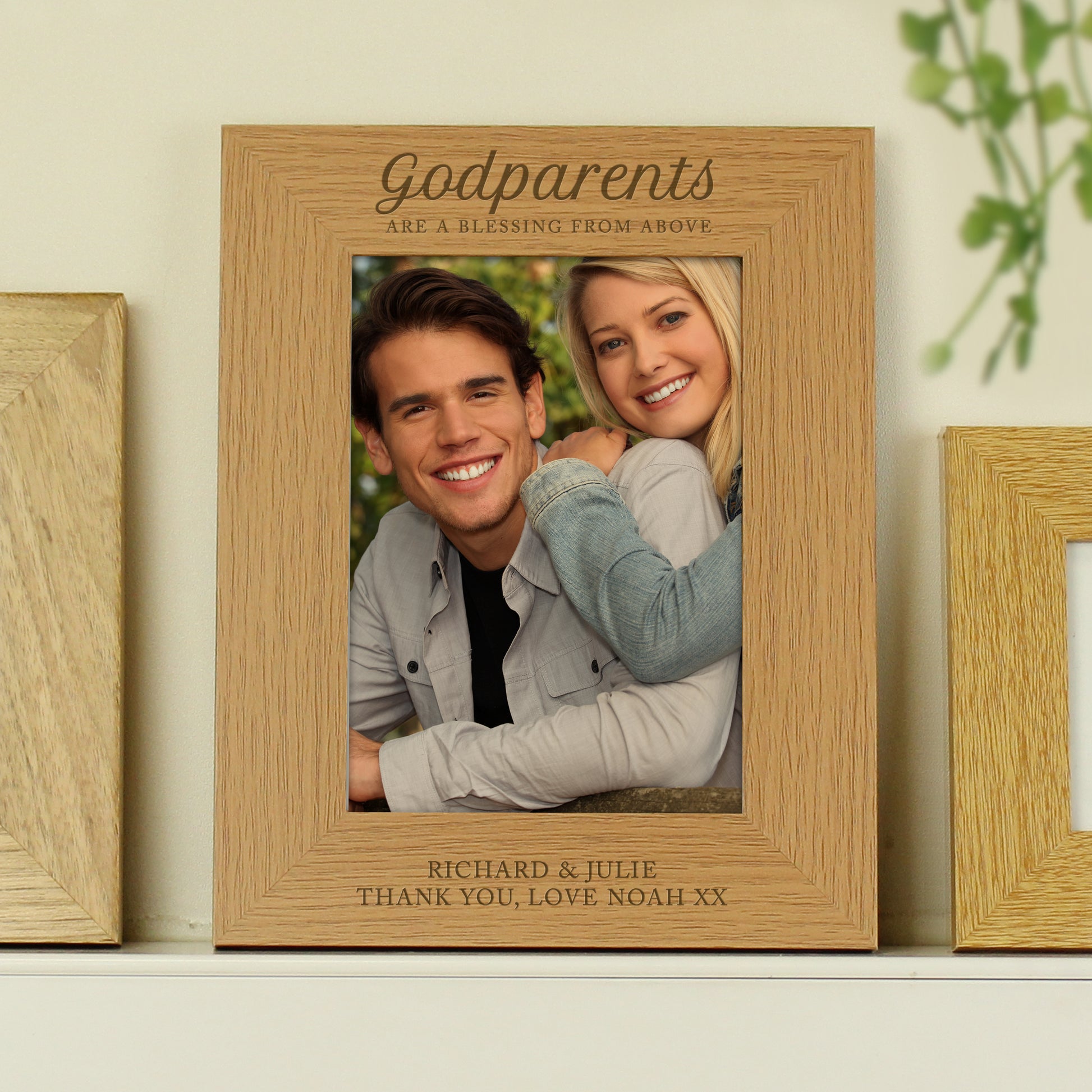 Personalised Godparents 5x7 Oak Finish Photo Frame - Picture Frame - Inspired Creative Gifts