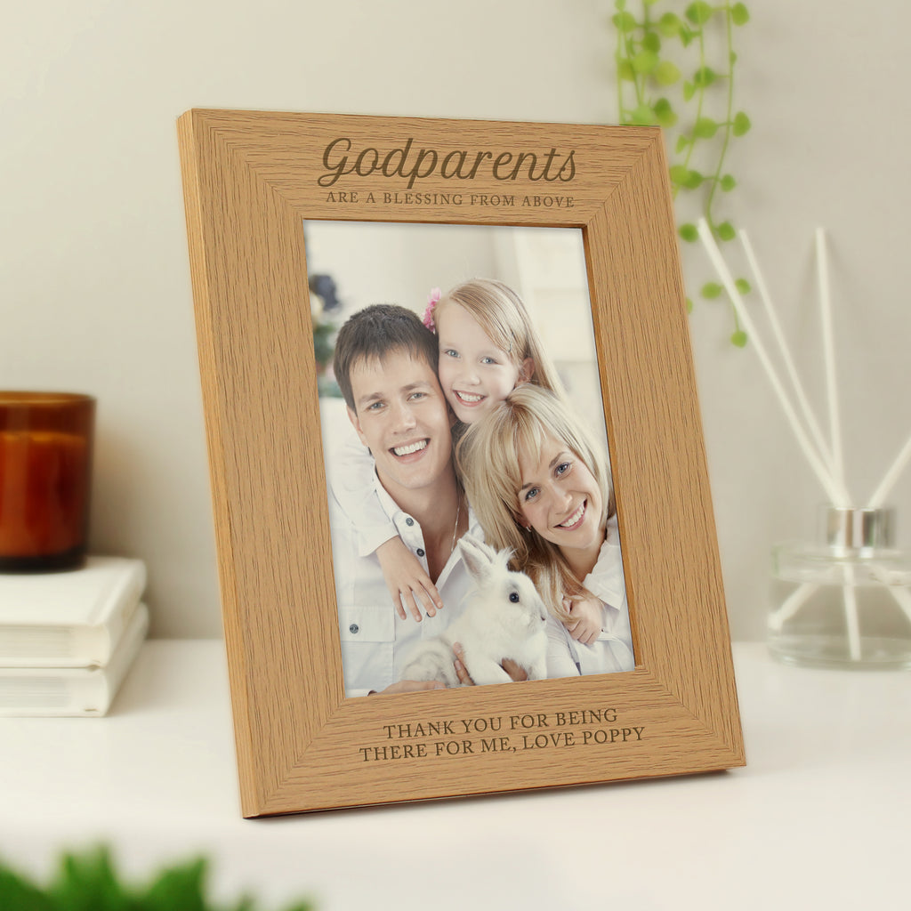 Personalised Godparents 5x7 Oak Finish Photo Frame - Picture Frame - Inspired Creative Gifts