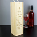 Personalised Anniversary Wooden Wine Bottle Box | Gift for Her