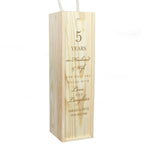 Personalised Anniversary Wooden Wine Bottle Box | Gift for Her