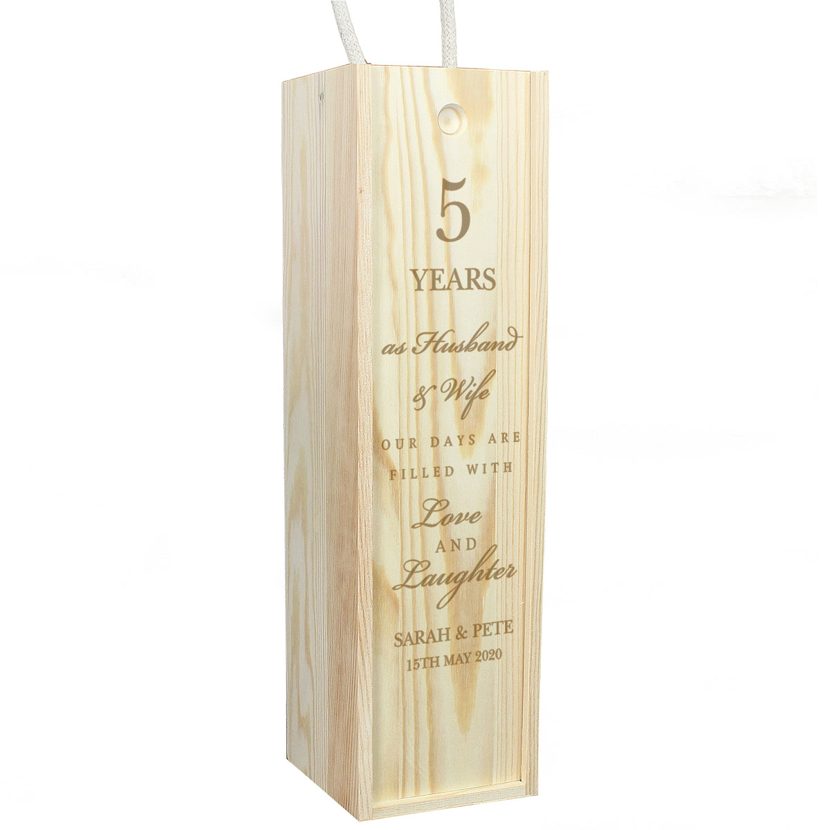 Personalised Anniversary Wooden Wine Bottle Box | Gift for Her
