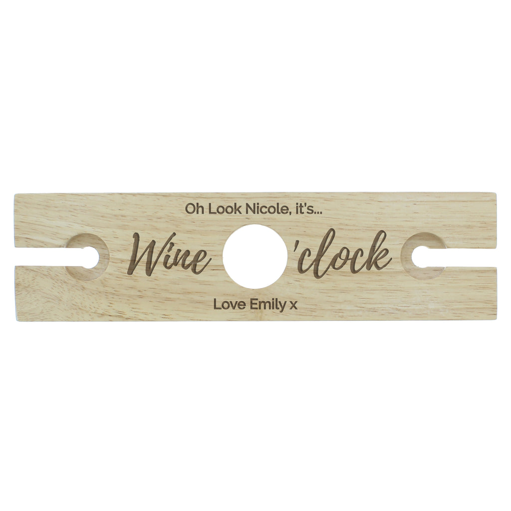 Personalised 'Wine O'clock' Wine Glass & Bottle Holder | Gift for Her