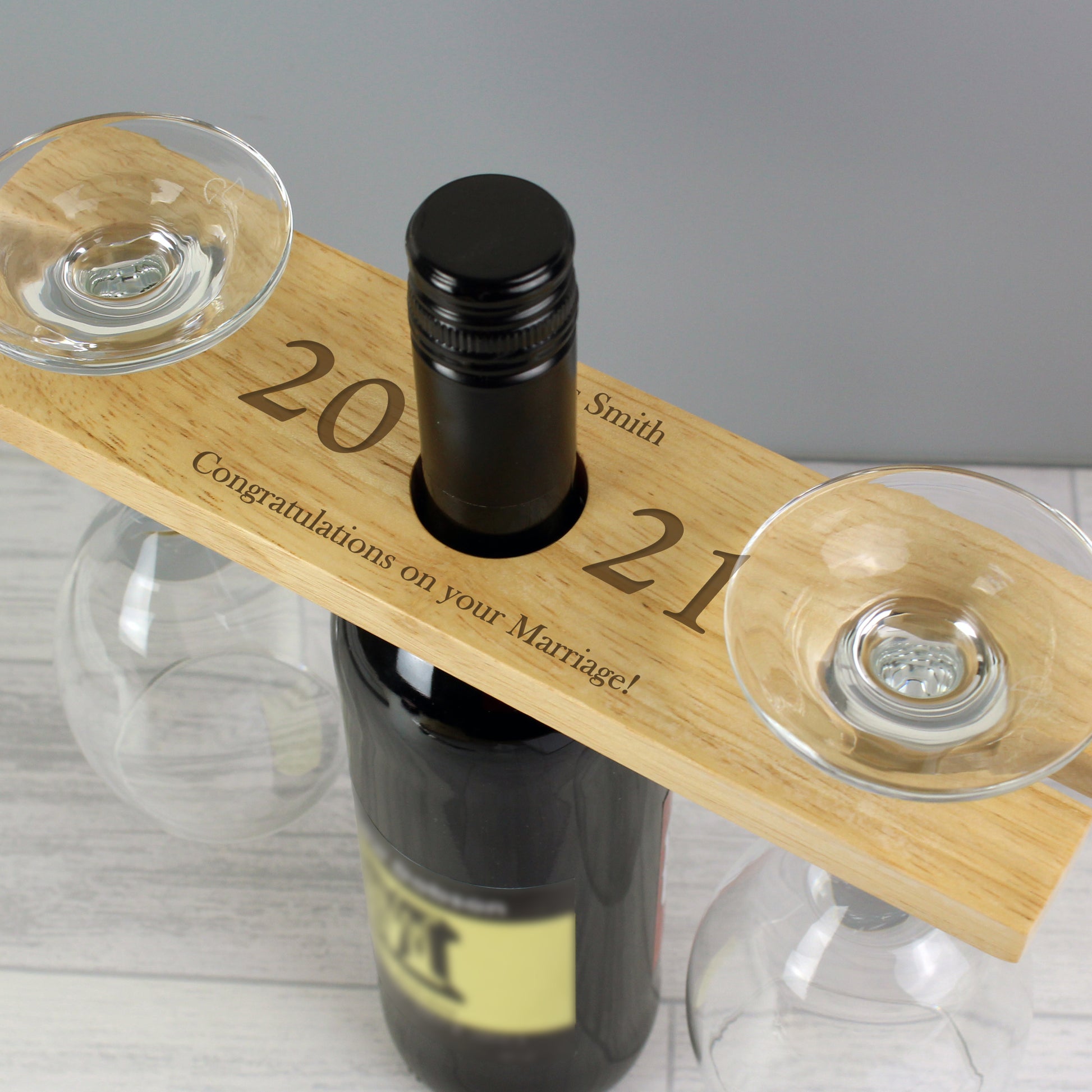Personalised 'Year' Wine Glass & Bottle Holder - Glass & Bottle Butler - Inspired Creative Gifts