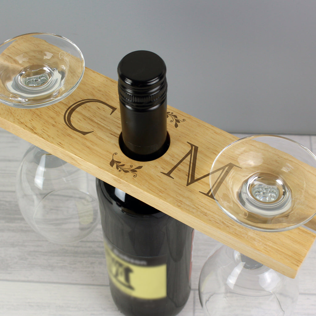 Personalised 'Initials' Wine Glass & Bottle Holder for Mother's Day