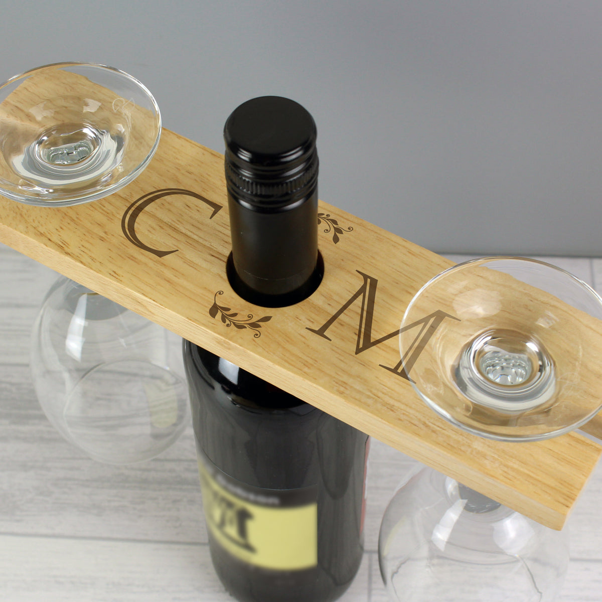 Personalised 'Initials' Wine Glass & Bottle Holder for Mother's Day