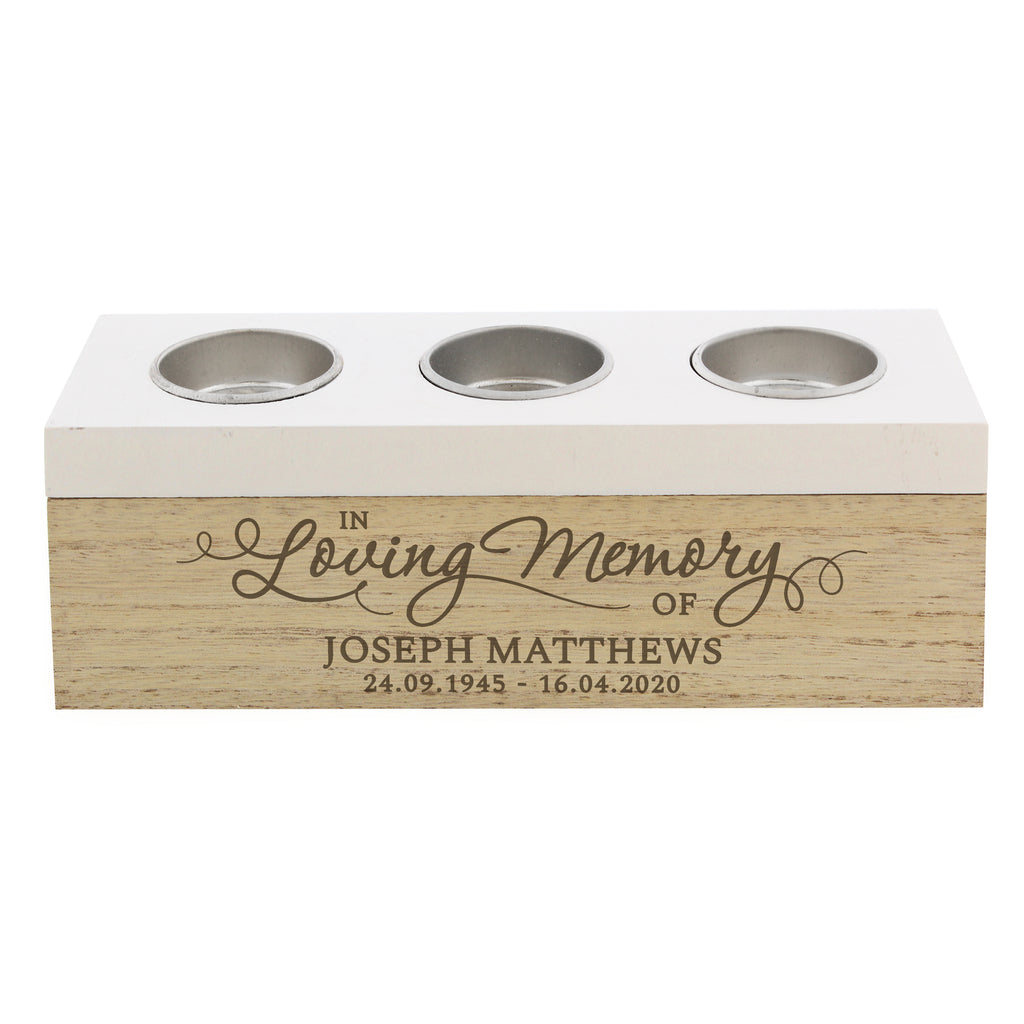 Personalised In Loving Memory Triple Tea Light Box | Memorial Gift