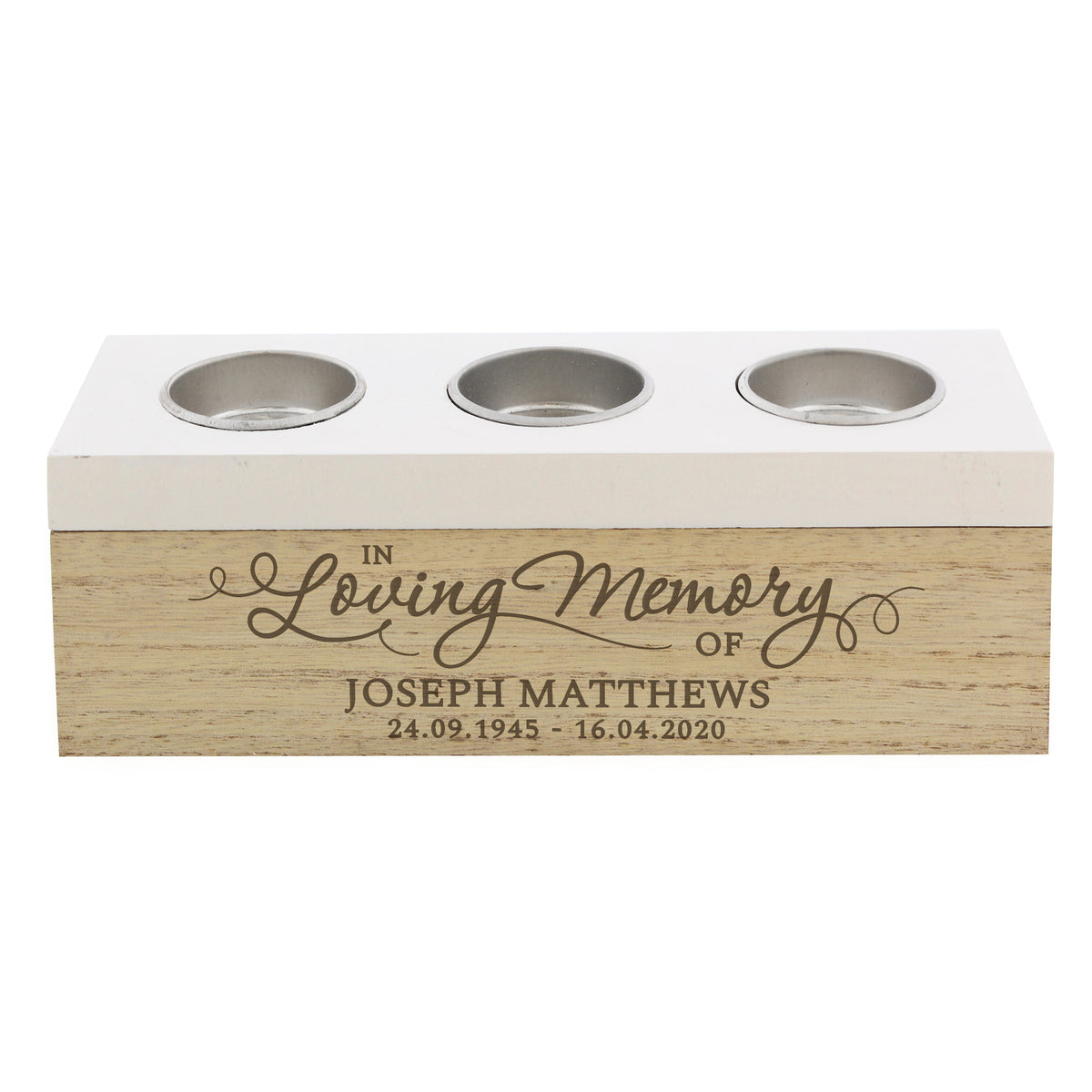 Personalised In Loving Memory Triple Tea Light Box | Memorial Gift