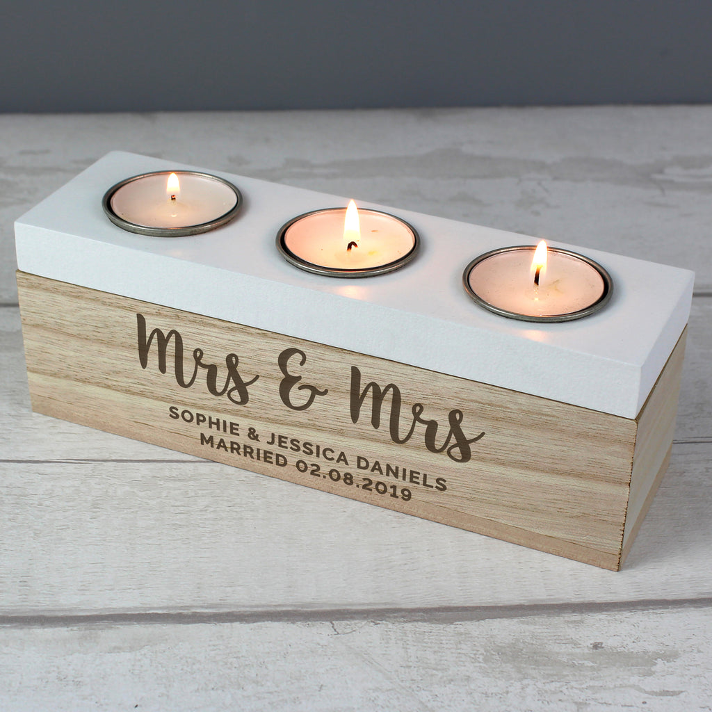 Personalised Free Text Triple Tea Light Box | Wooden | Inspired Creative Gifts