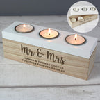Personalised Free Text Triple Tea Light Box | Wooden | Inspired Creative Gifts