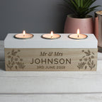 Personalised Floral Triple Tea Light Box for Wedding