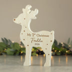 Personalised '1st Christmas' Rustic Wooden Reindeer Decoration | Hanging Decorations & Signs | Christmas Gift