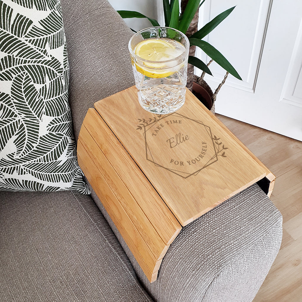 Personalised Take Time For Yourself Wooden Sofa Tray | Christmas Gift