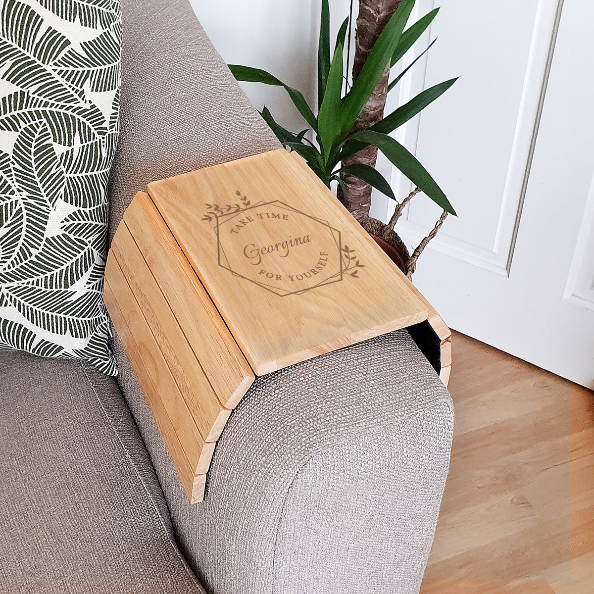 Personalised Take Time For Yourself Wooden Sofa Tray | Christmas Gift