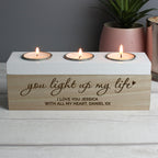 Personalised You Light Up My Life Triple Tea Light Box | Gift for Her