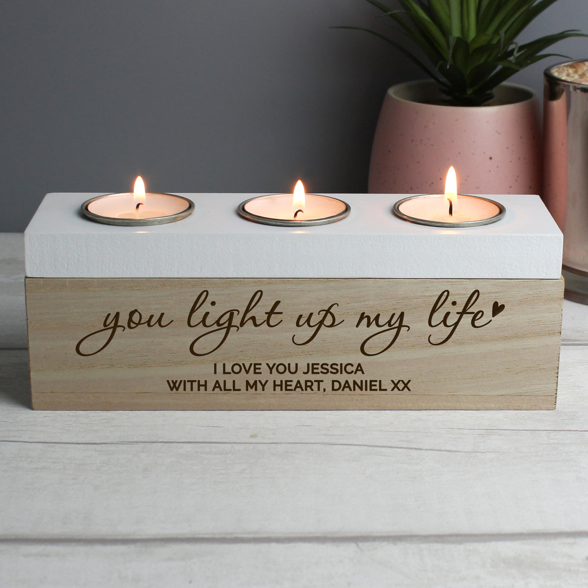 Personalised You Light Up My Life Triple Tea Light Box | Gift for Her