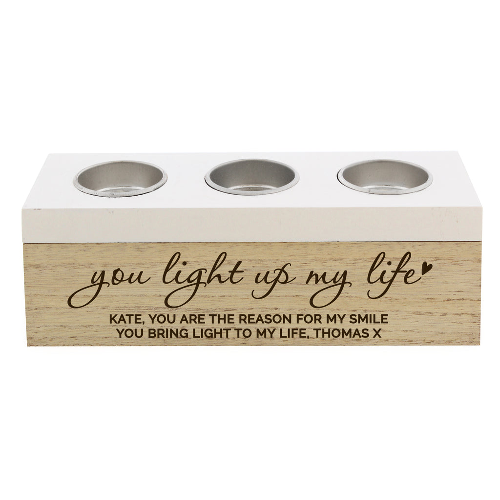 Personalised You Light Up My Life Triple Tea Light Box | Gift for Her