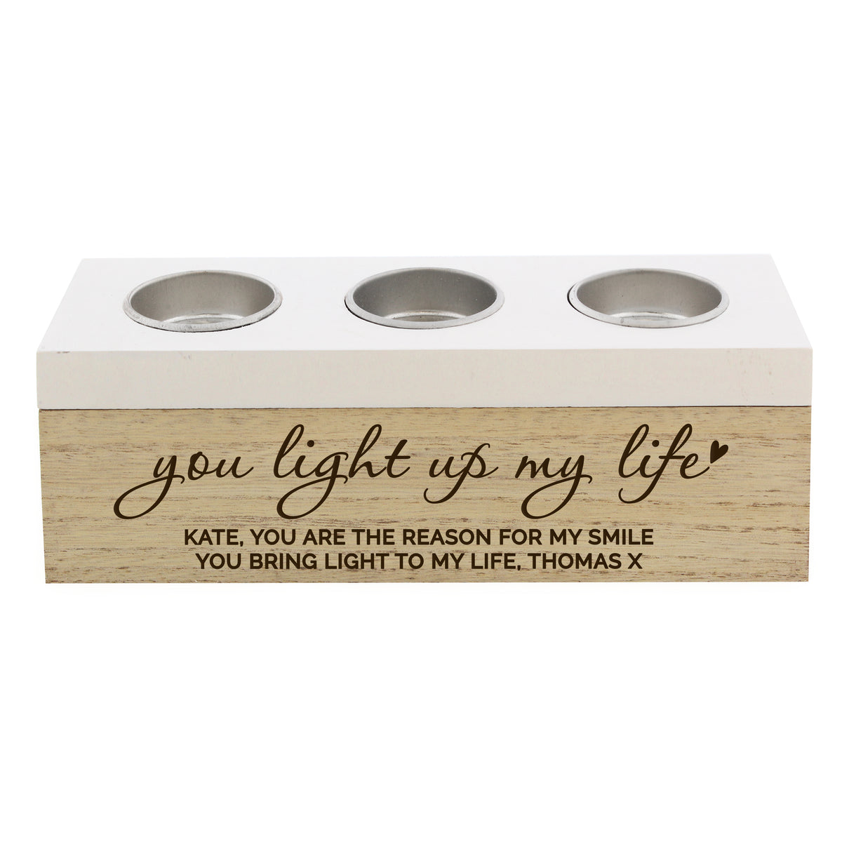Personalised You Light Up My Life Triple Tea Light Box | Gift for Her