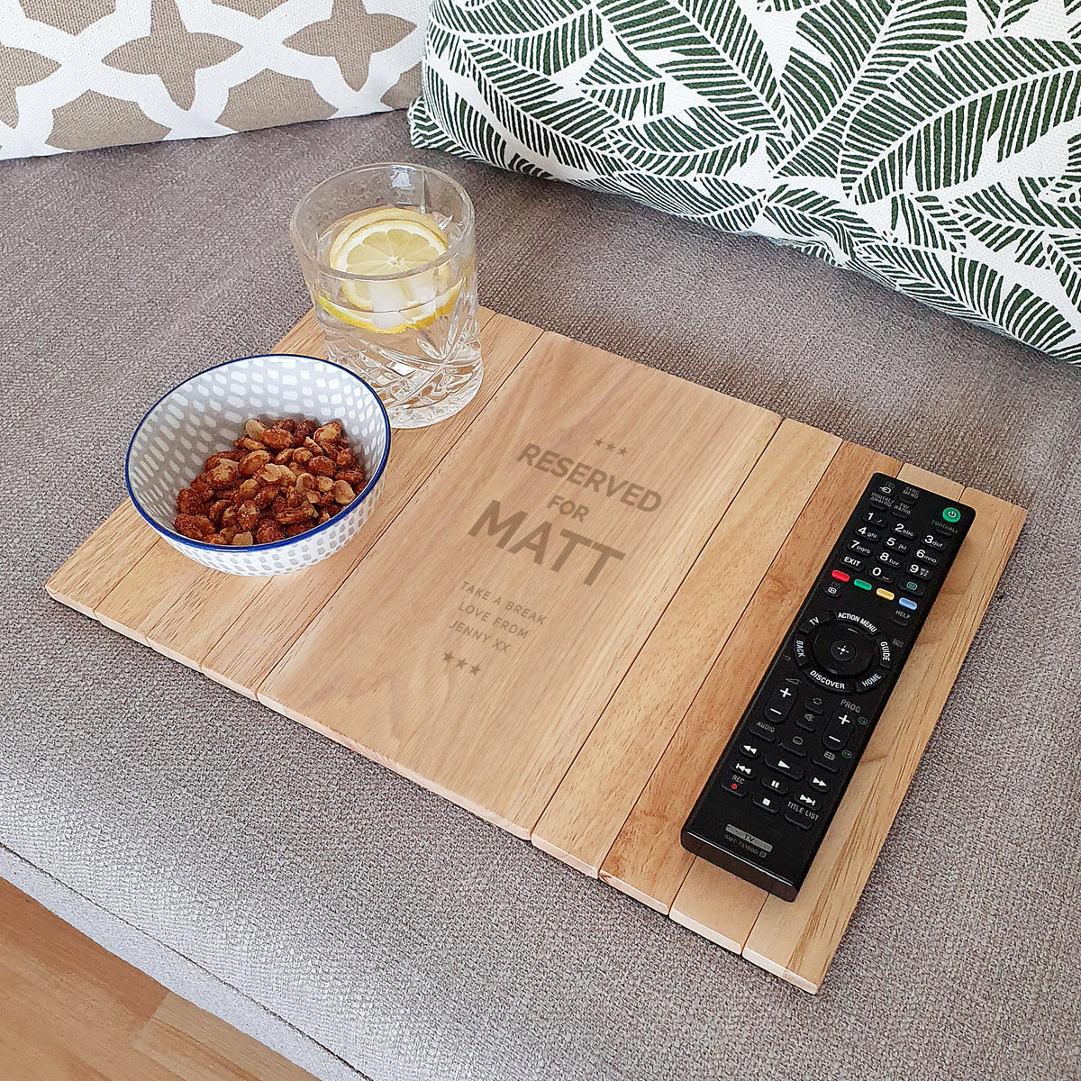 Personalised Reserved For Wooden Sofa Tray | Gift for Her
