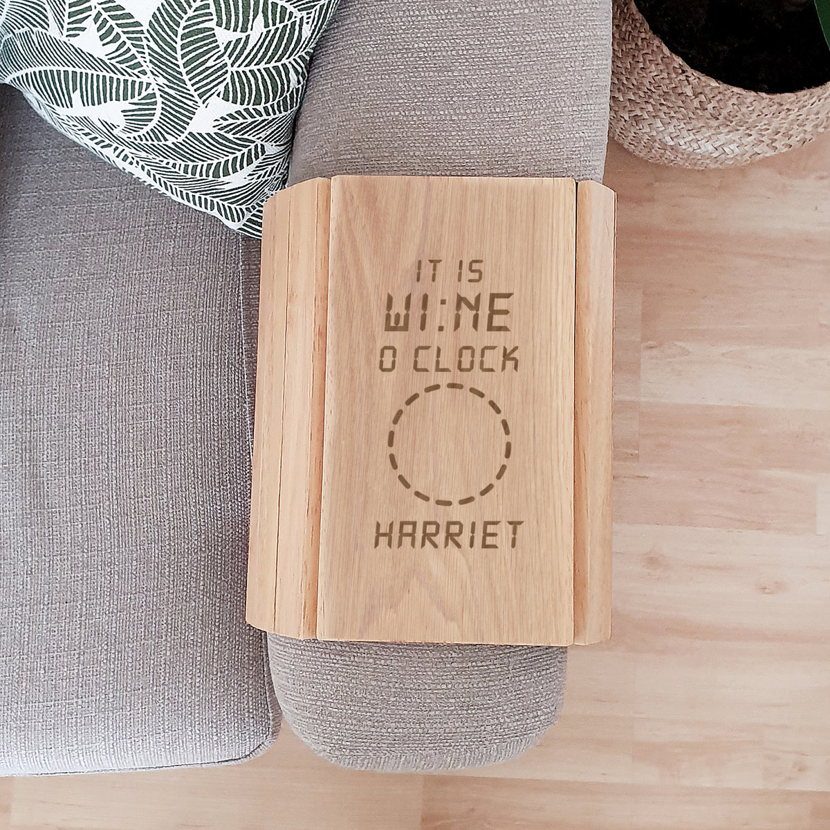 Personalised Its Wine O'Clock Wooden Sofa Tray | Christmas Gift