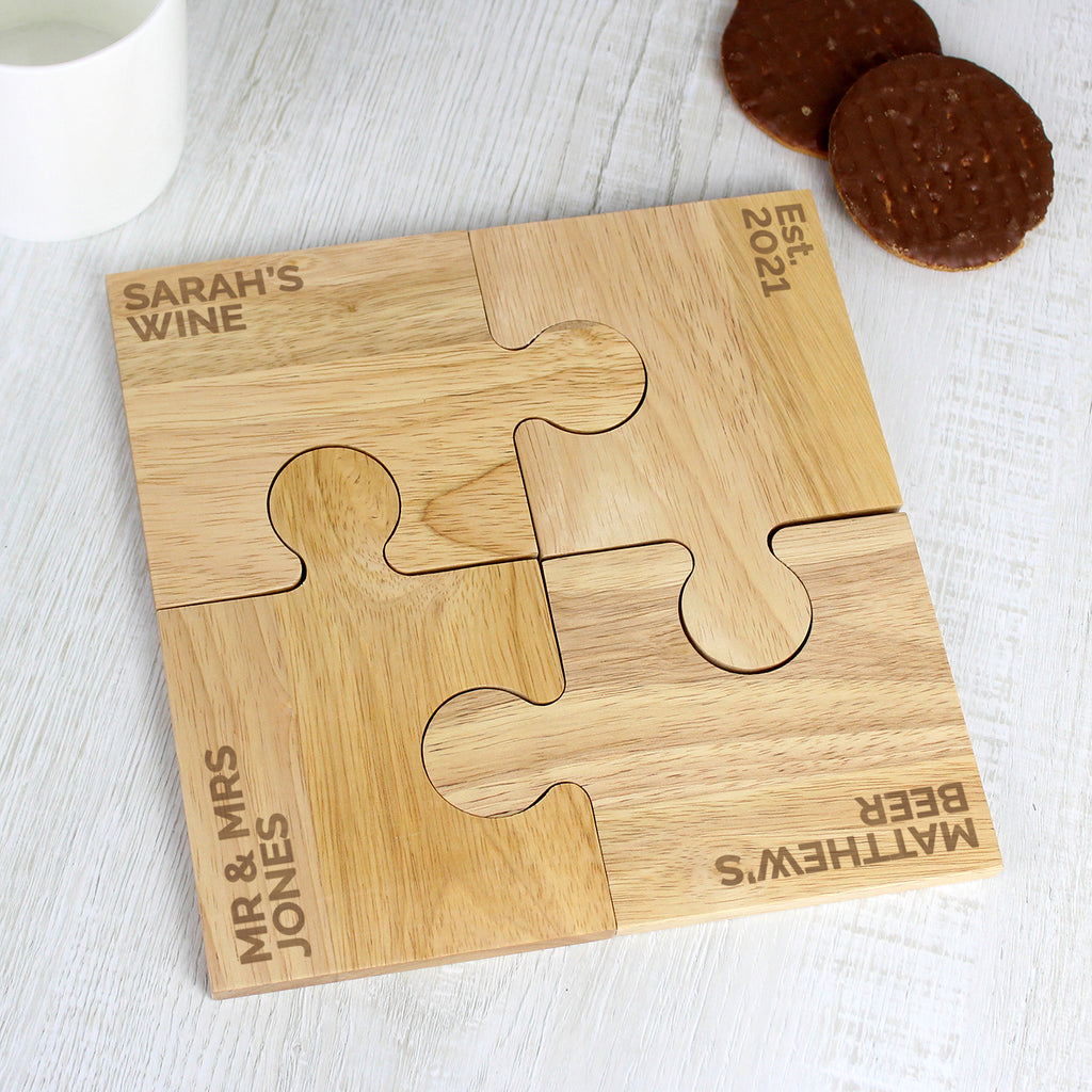 Personalised Free Text Jigsaw Coasters for Wedding